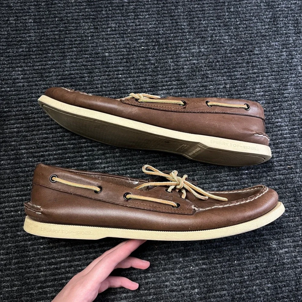 Sperry Top-Sider Boat Shoes Mens 13 Brown Leather Authentic Original Loafers